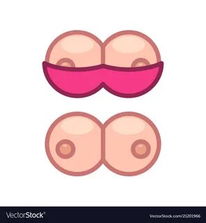 Set of line art symbols of big boobs isolated Vector Image