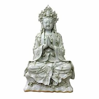 Vintage Chinese Tong Style Off White Porcelain Kwan Yin Tara