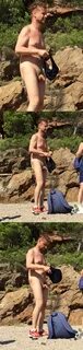 Spycam shots from the naturist beach This hung man has been caught totally naked...