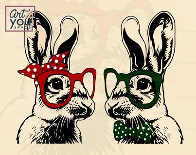 Rabbit SVG Bunny Glasses Bandana Svg Files for Cricut Etsy A