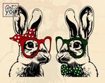 Rabbit SVG Bunny Glasses Bandana Svg Files for Cricut Etsy A