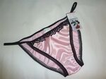 pink and black satin and lace tanga string bikini panties br