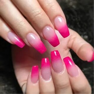 Google Pink ombre nails, Ombre nails, Pink tip nails