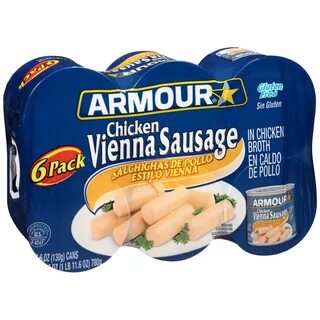 6 pack Armour Vienna Sausage, Chicken, Keto Friendly, 4.6 Oz