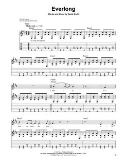 Everlong Sheet Music Foo Fighters Easy Guitar Tab