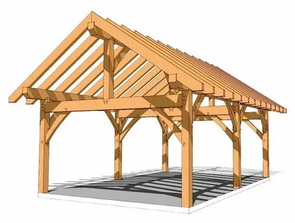 16 × 24 King Post Plan - Timber Frame HQ Pavilion plans, Tim