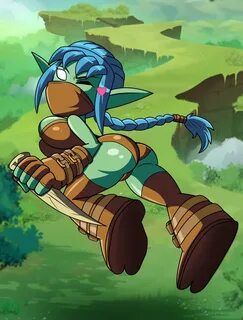 Xbooru - 1girl ass blue hair boots bubble butt elf female fi