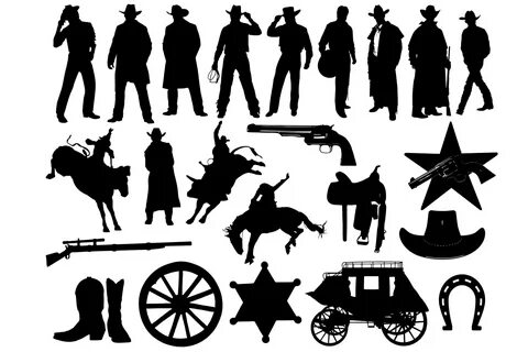 Cowboy Silhouettes Graphic by twelvepapers - Creative Fabric
