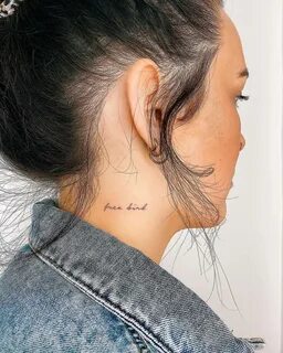 "Free bird" Lettering Tattoo on Neck