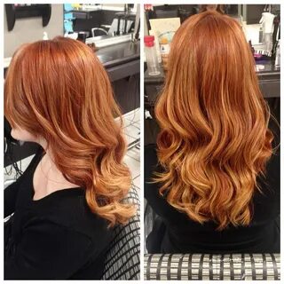 Stunning natural looking red hair with golden balayage highl