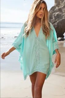 Пляжная накидка ажурная cover beach dress голубой код : par4