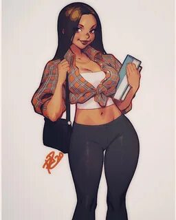 Safebooru - 1girl bag book breasts brown hair dark skin fore