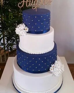 Navy blue and gold wedding cake by Serendipity Cake Company 