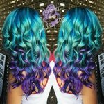 Blue green purple hair mermaid colors scene emo grunge Teal 