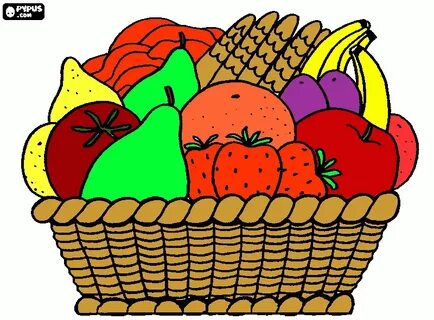 Fruit Basket coloring page, printable Fruit Basket Coloring 