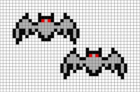 Bats Pixel Art Pixel art pattern, Moon cross stitch, Pixel a