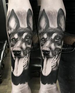 dog tattoo german shepherd black and grey tattoo Tattoos by 