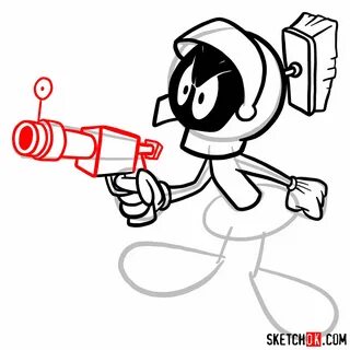 How to draw Marvin the Martian - Sketchok easy drawing guide