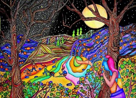 psychedelic hill Psychedelic art, Trippy painting, Psychedel