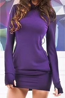 Fashion Long Sleeve Round Neck Plain Sweatshirt Mini Bodycon