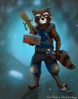 Rocket Raccoon and Baby Groot by lobowupp -- Fur Affinity do