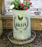 vintage galvanized chicken feeder rustic decor farmhouse sty
