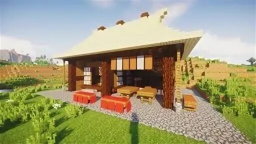 Japanese style tea house with thatched roof Minecraft Map