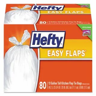 Easy Flaps Trash Bags, 13 gal, 0.8 mil, 23.75" x 28", White,