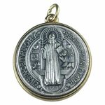 Купить San Benito Medalla 35mm Saint Benedict Cross Silver/G