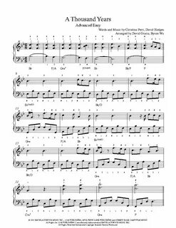 A Thousand Years by Christina Perri Piano Sheet Music Advanc