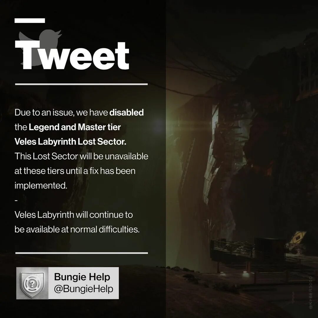 "Tweet by BungieHelp: Due to an issue, we have disabled the Legend and...