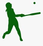 Batting Softball Player Silhouette , Free Transparent Clipar