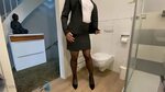 slut in business suit stuffing panty in pussy, business bitc