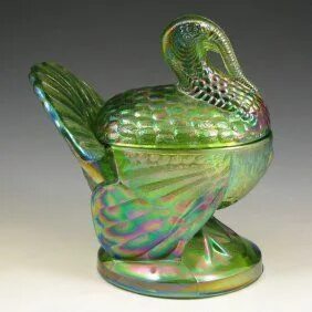 363: Smith Green Carnival Glass Turkey Jar - Mint - Jan 27, 