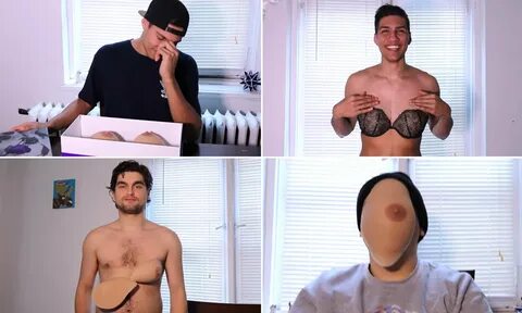 Male wearing fake boobs naked