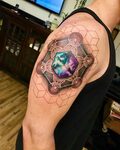 Galaxy geometric tattoo done by Sean Hall at Black lantern t
