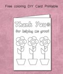 Free Thank You For Helping Me Grow - Coloring Card Printable