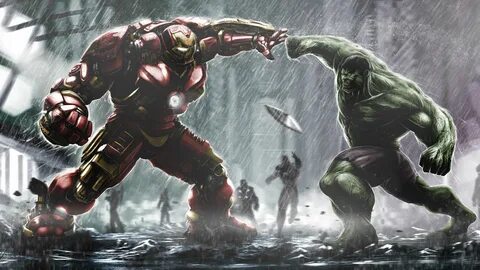 Marvel comics wallpaper, Marvel wallpaper, Hulk vs hulkbuste