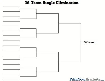 16 Team Single Elimination Printable Tournament Bracket Carb