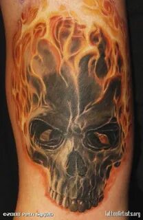 Flaming Skull Tattoos - Inked Magazine Flame tattoos, Skull 