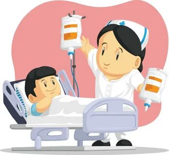 Nurse Helping Sick Child Pediatric Patient Hospital Cartoon 