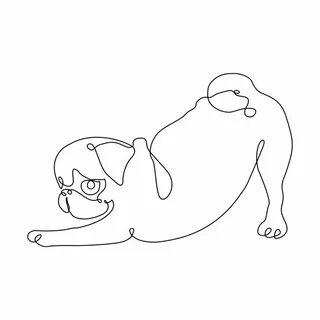 One line Frenchie Downward Dog Fine Art Print huebucket's Ar