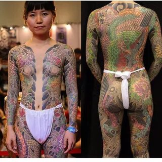 Japanese girl full body tattoo