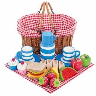Picnic Basket with Wooden Food Picnic basket, Wooden food, P
