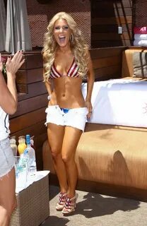 Gretchen Rossi wearing tiny national colored bikini at the p
