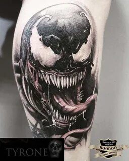 Black And White Realistic Venom Tattoo - Wiki Tattoo