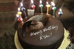 Write Name On Chocolate Happy Birthday Cake With Candle