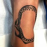 A shark jaw for Cody on his knee ditch. Book a tattoo with m