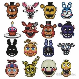 All animatronics Five nights at freddy's, Pixel art, Fnaf co