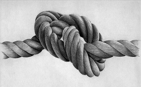 Exceptional Drawing of knotted rope Realistic pencil drawing